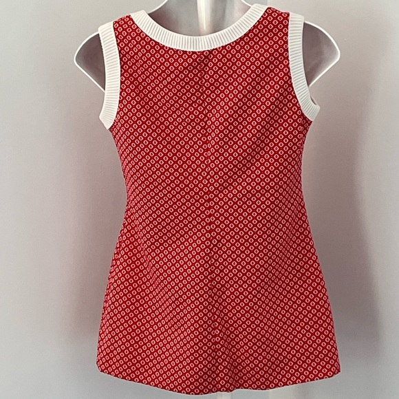 Vintage 1960’s Hoot Owl Red/White Mod Zip-Up Tunic - Picture 4 of 8